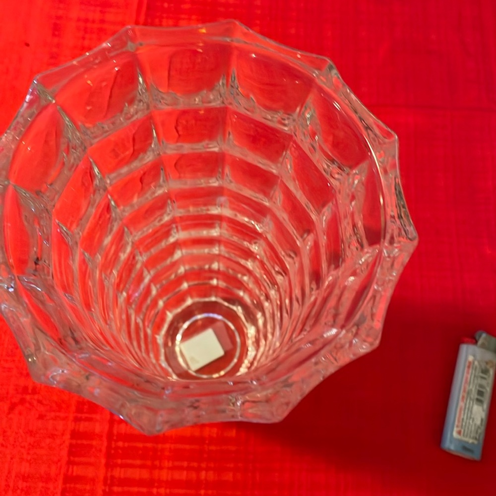 Crystal vase 10” tall, 5.25 diameter by Godinger Window pane design